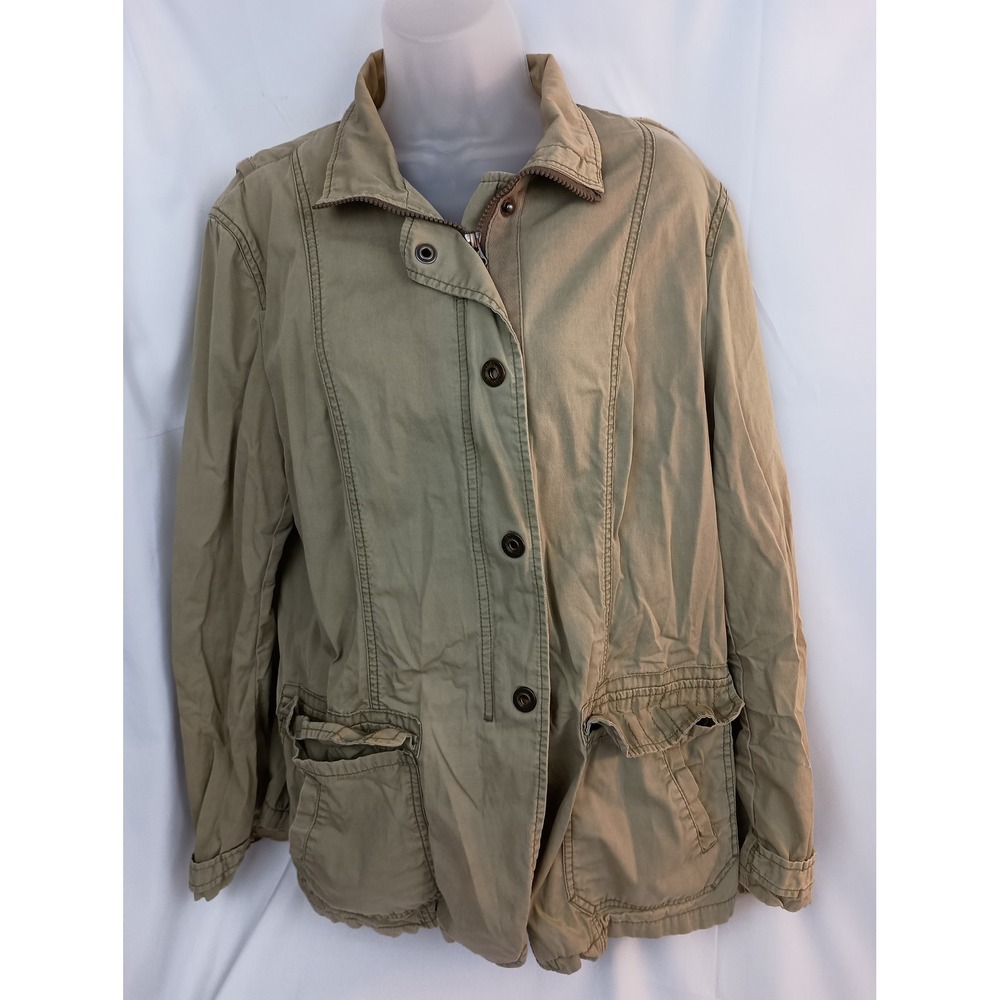Gap utility‎ brown tan pockets chore khaki cotton button zip XL country western